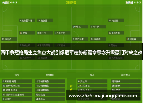 西甲争冠格局生变焦点大战引爆冠军走势新篇章悬念升级豪门对决之夜